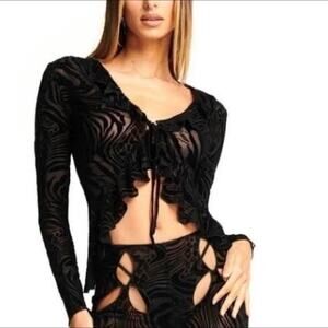 I.AM.GIA Annihya Pant Amina Top Black Animal Print Burnout Sexy 2 Piece Set S